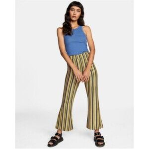 RVCA kickback flared trousers Striped Pant High Rise Waist Wide Leg Size S 70s s